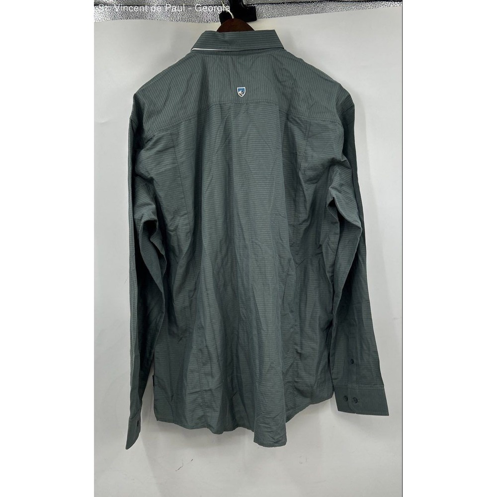 Men's Long Sleeve Button-Down Shirt - Slate Green - Picture 4 of 10